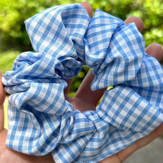 Blue Gingham Scrunchie