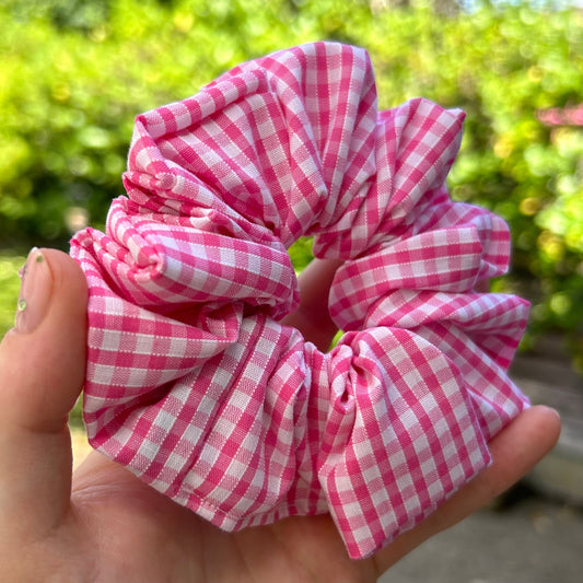 Pink Gingham Scrunchie