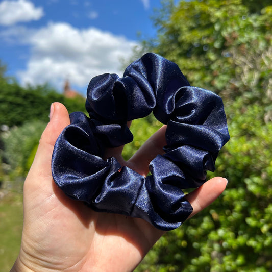 Midnight Blue Satin Scrunchie