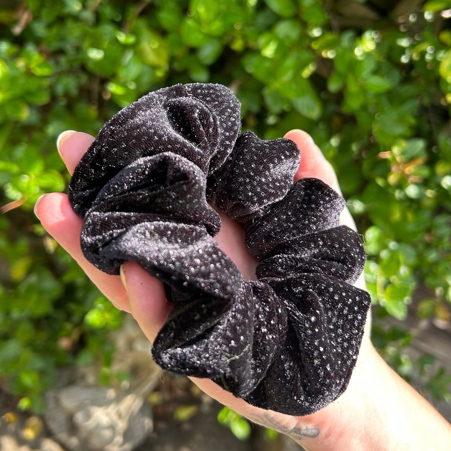 Black Sparkly Velvet Scrunchie
