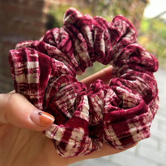 Maroon Velvet Patterned Scrunchie