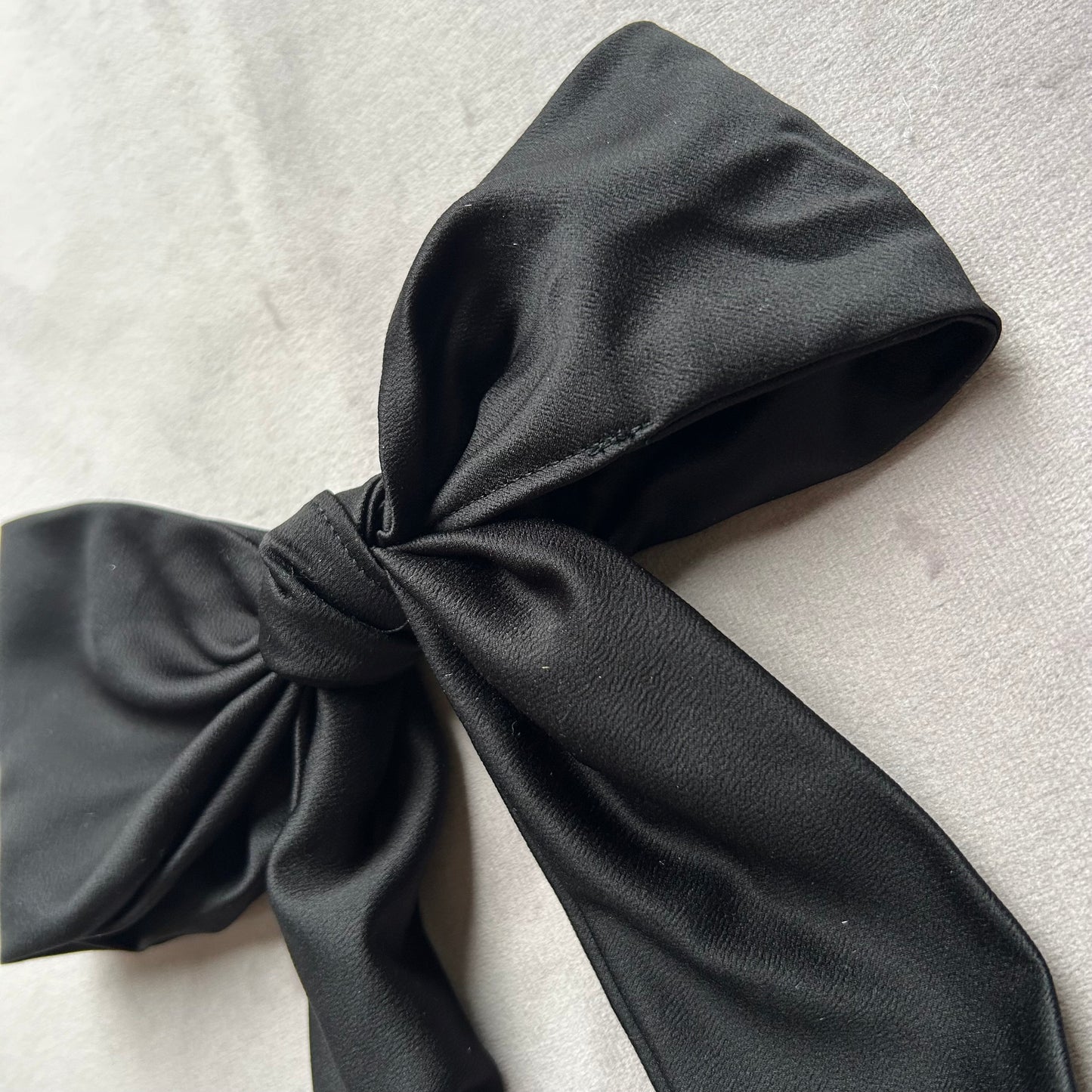 Black Large Satin Hair Bow on Silver Clip