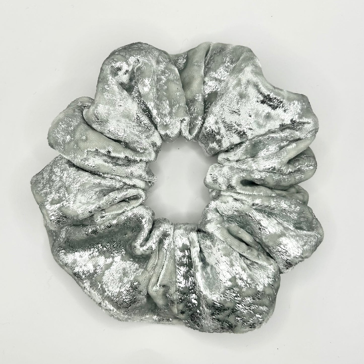 Silver Crackle Velvet Scrunchie