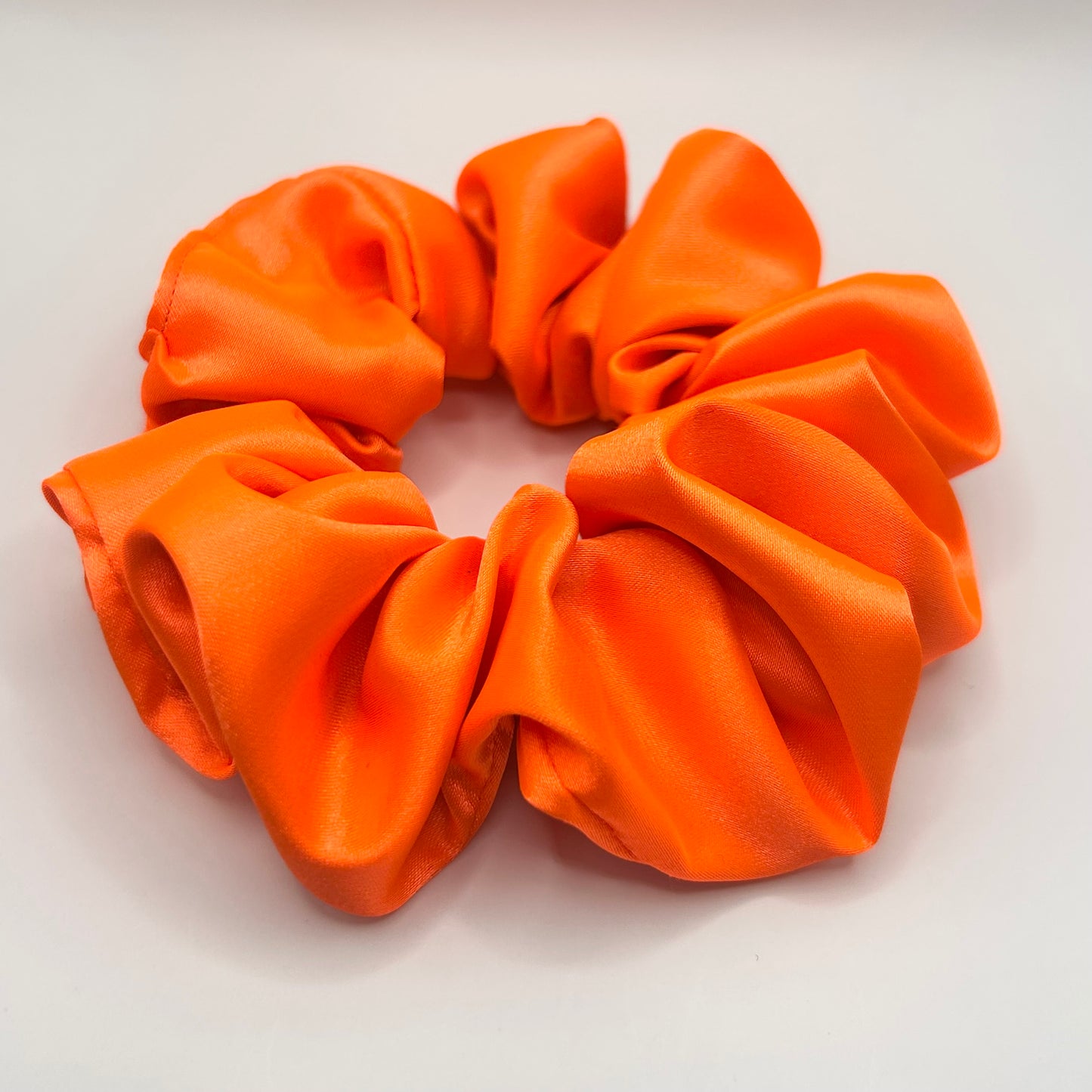 Fluorescent Orange Satin Scrunchie