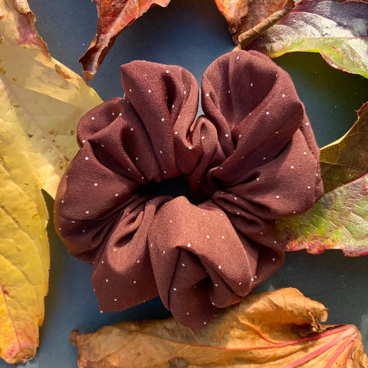 Brown Polka Dot Scrunchie