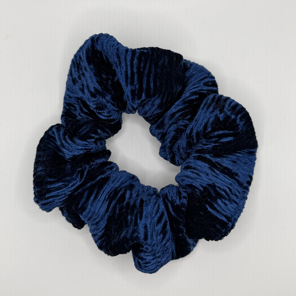 Deep Blue Textured Velvet Scrunchie