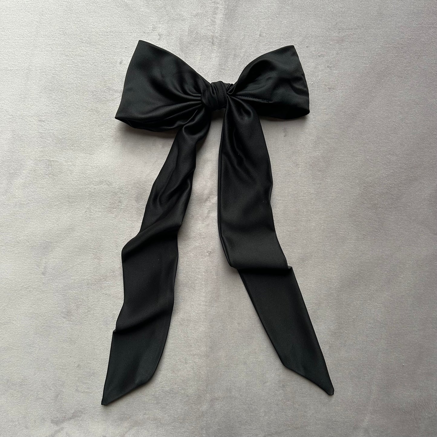 Black Large Satin Hair Bow on Silver Clip