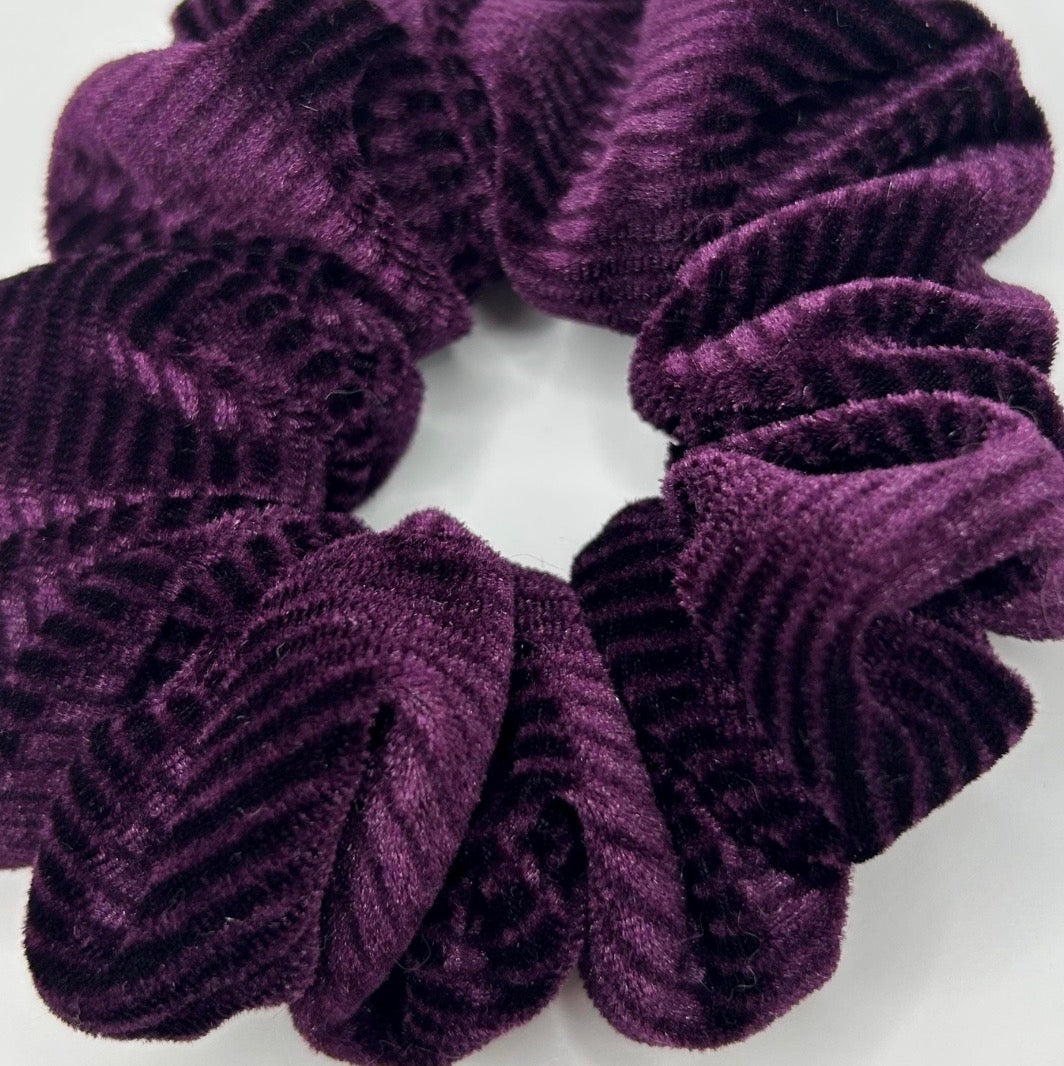 Purple Striped Velvet Scrunchie