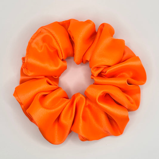 Fluorescent Orange Satin Scrunchie