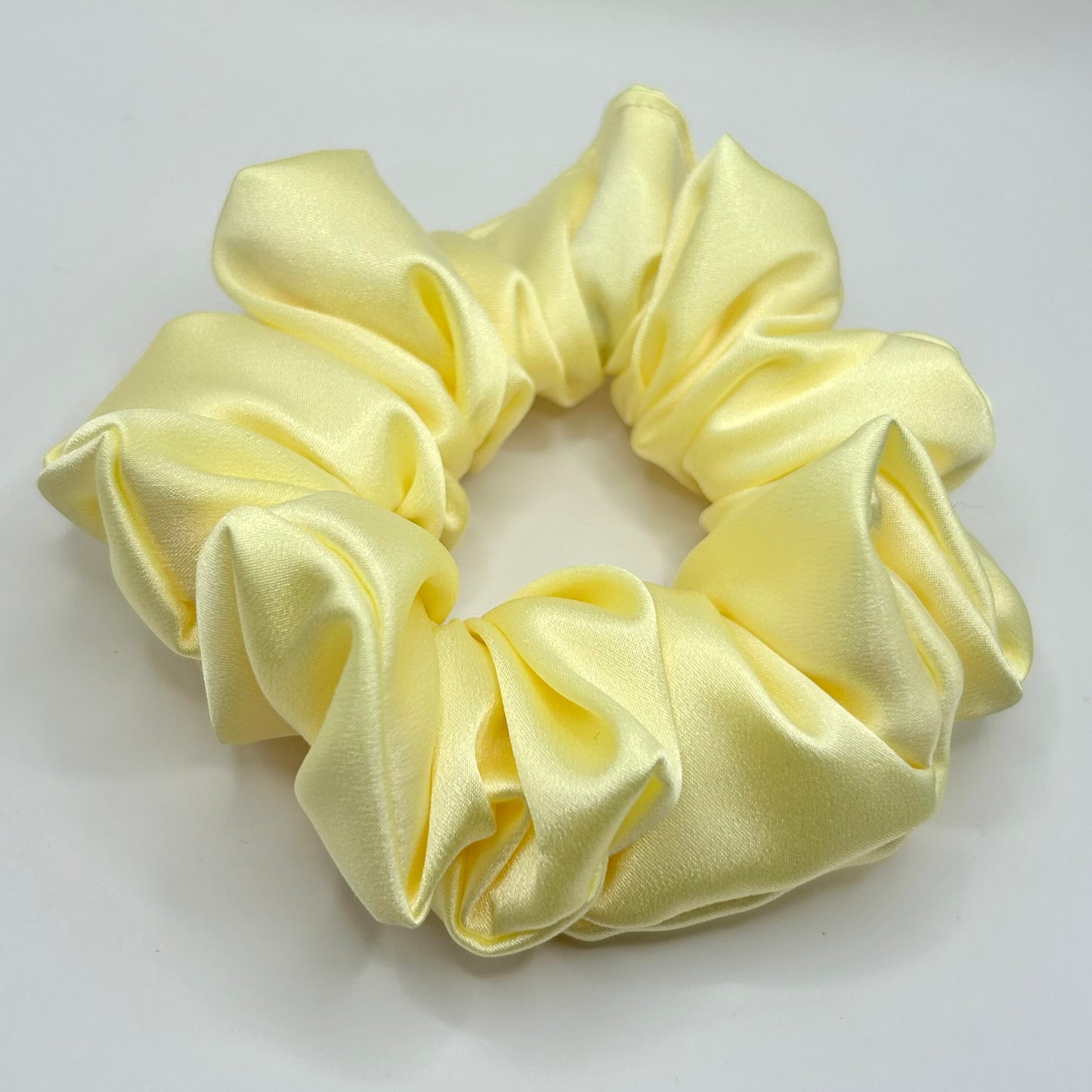 Pastel Yellow Satin Scrunchie