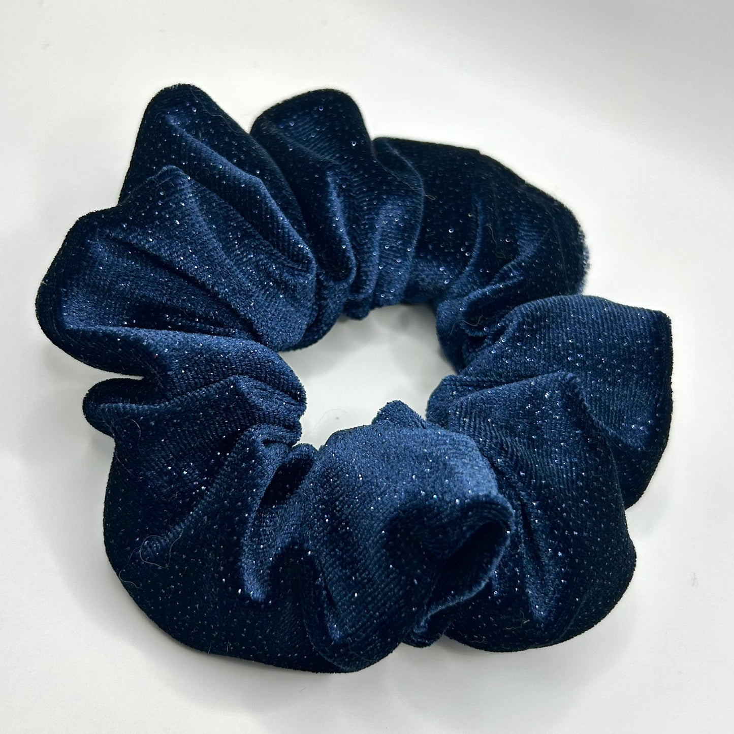 Midnight Blue Sparkly Velvet Scrunchie