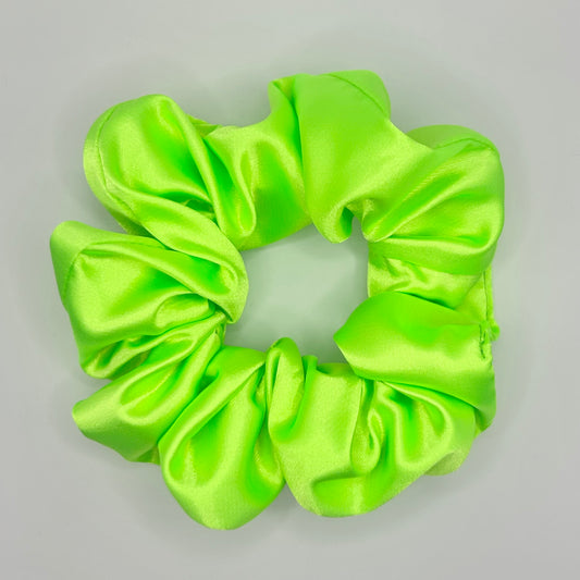 Fluorescent Green Satin Scrunchie