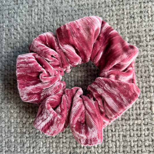 Pink Crinkle Velvet Scrunchie