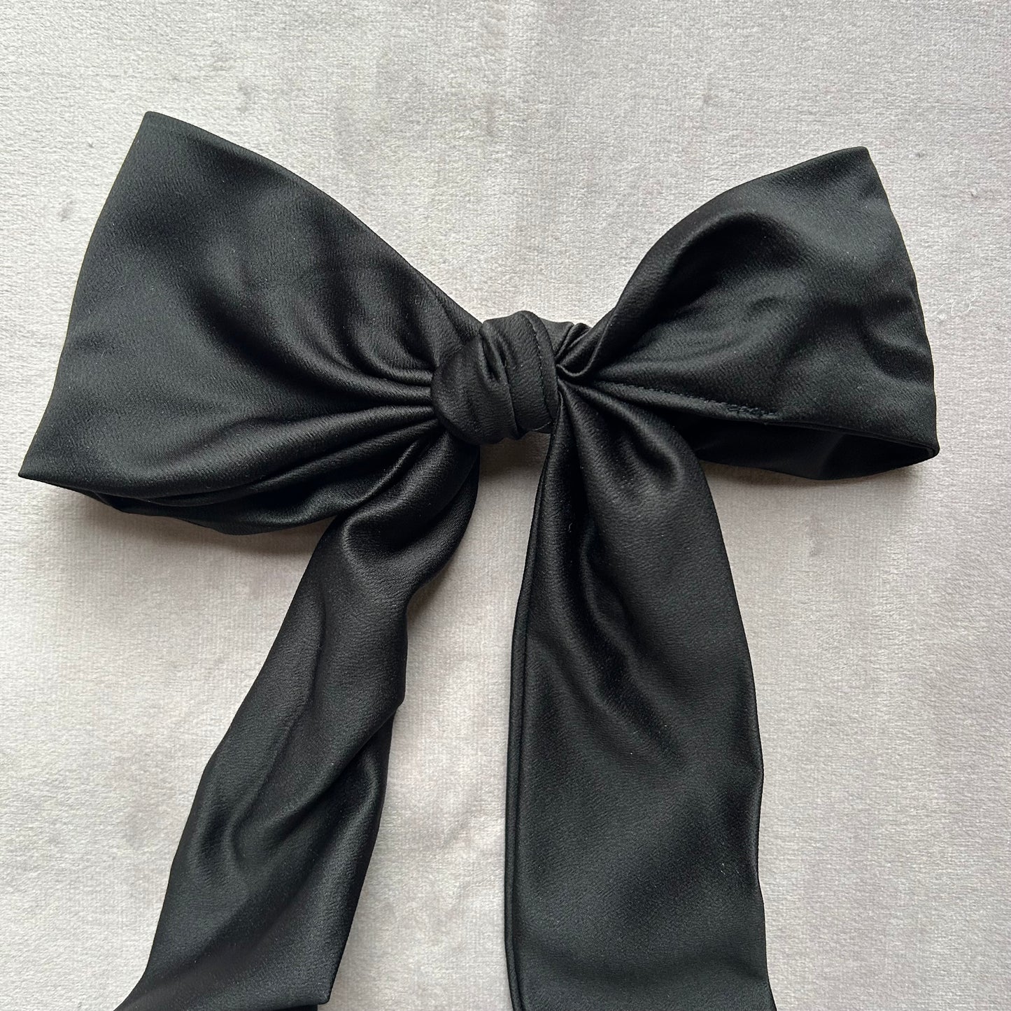 Black Large Satin Hair Bow on Silver Clip