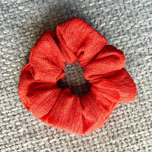 Orange Red Sparkle Scrunchie