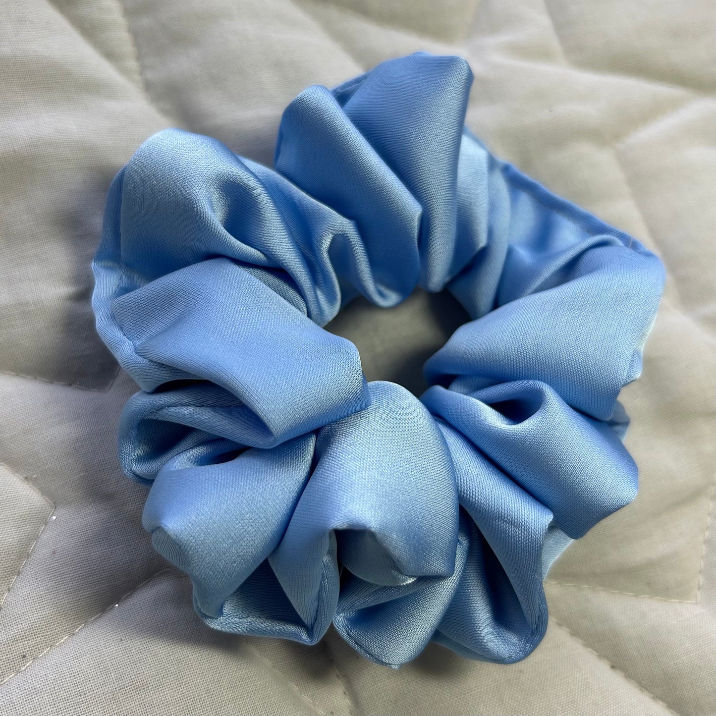 Sky Blue Satin Scrunchie