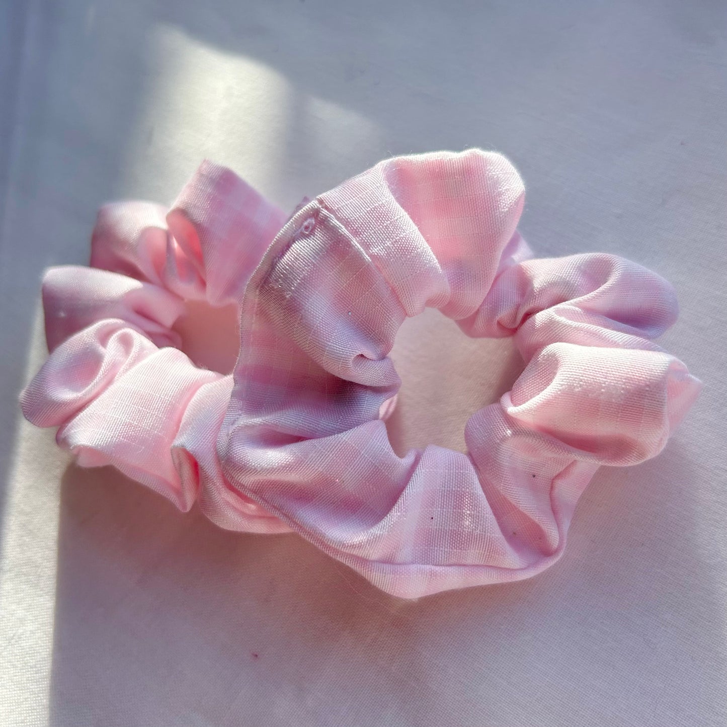 Pale Pink Gingham Baby Scrunchie