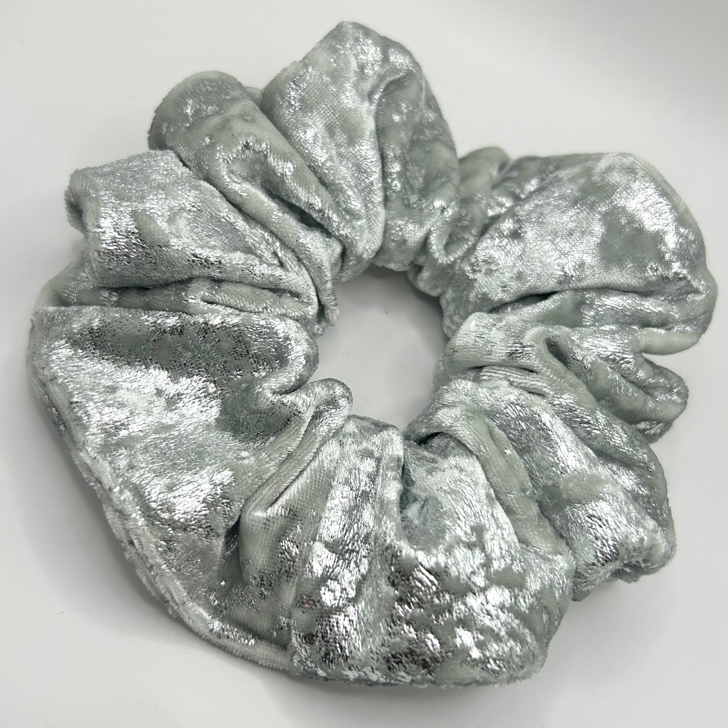 Silver Crackle Velvet Scrunchie