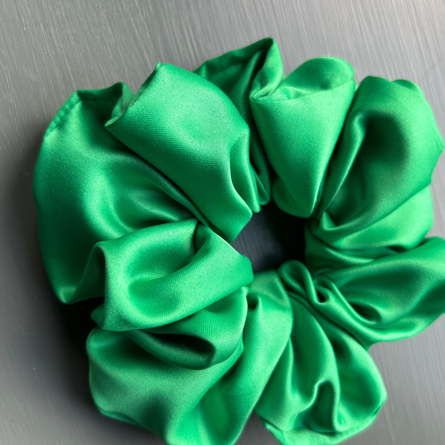 Pea Green Satin Scrunchie