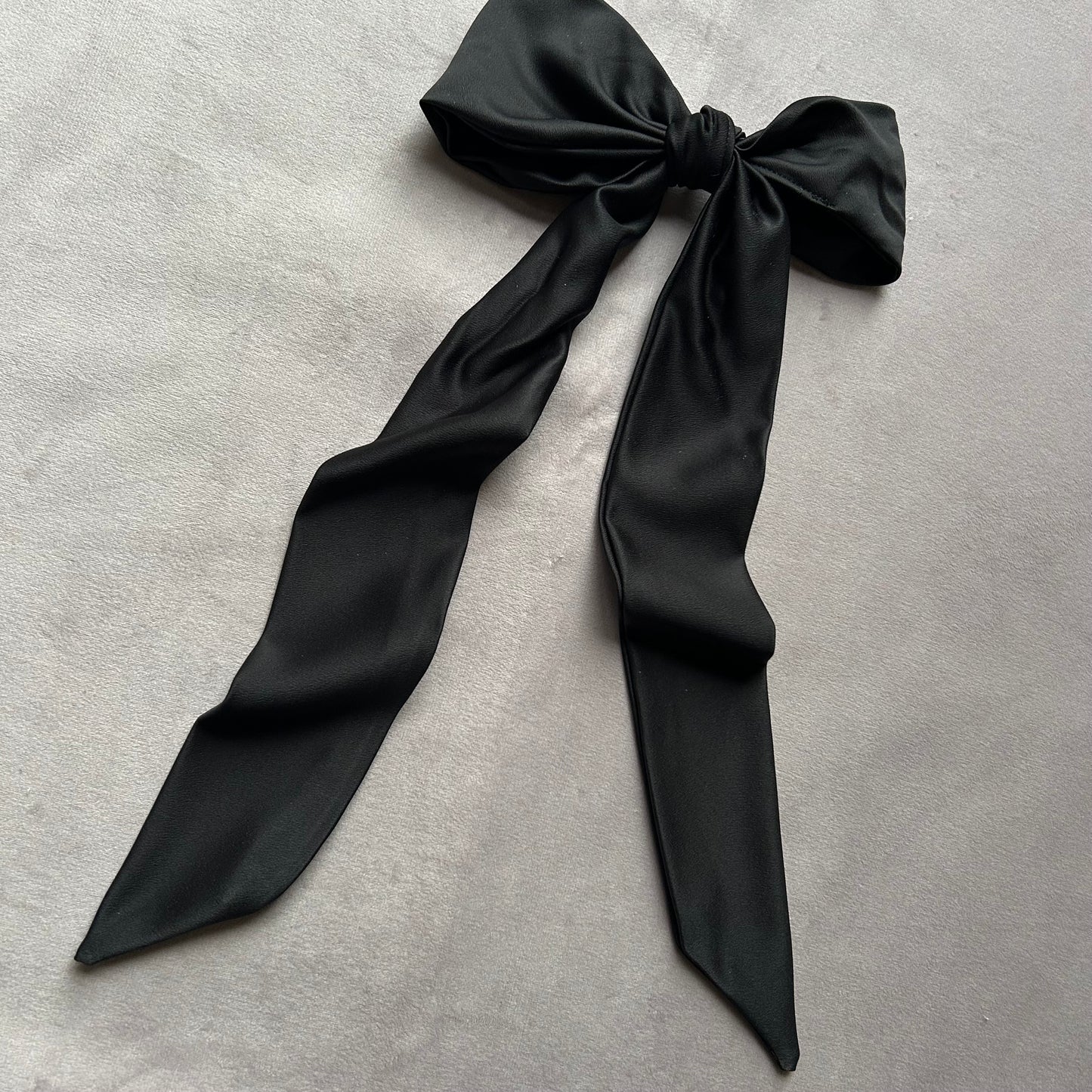 Black Large Satin Hair Bow on Silver Clip