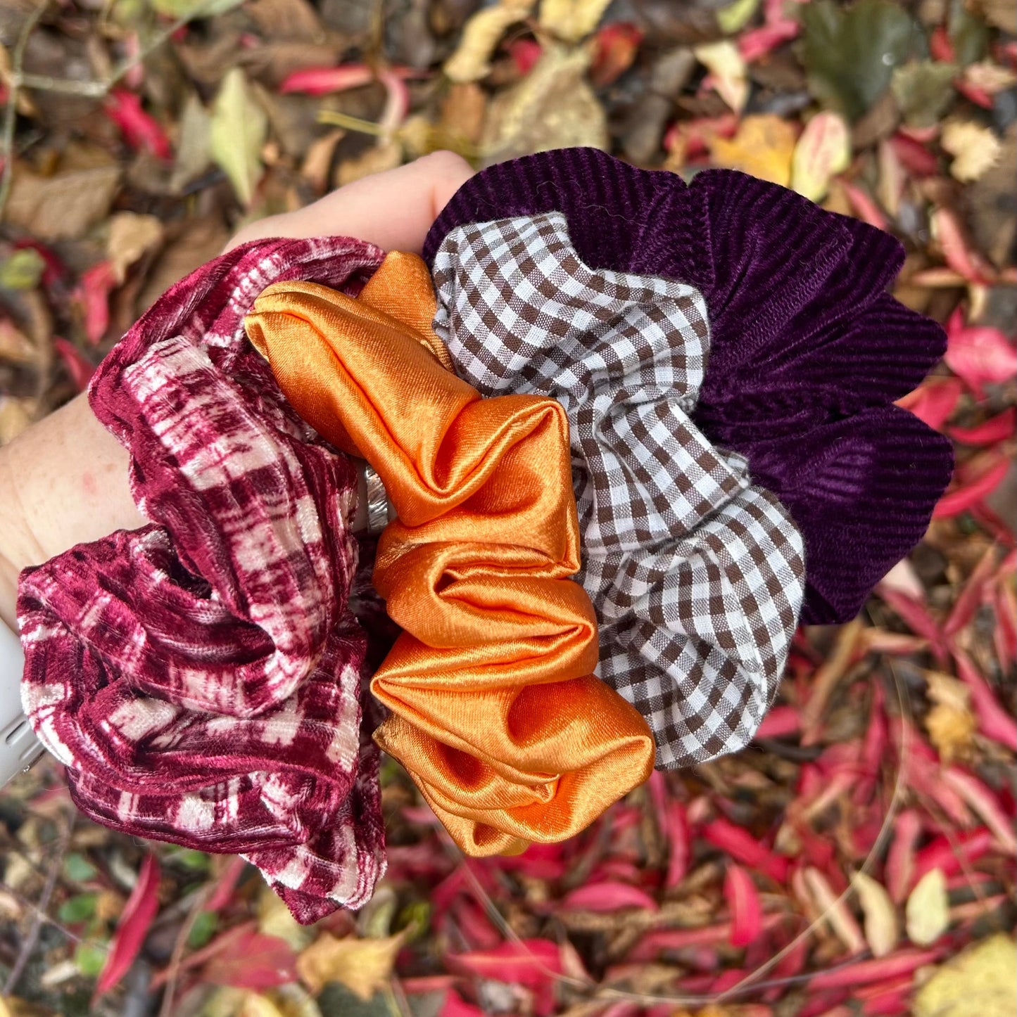 Purple Striped Velvet Scrunchie