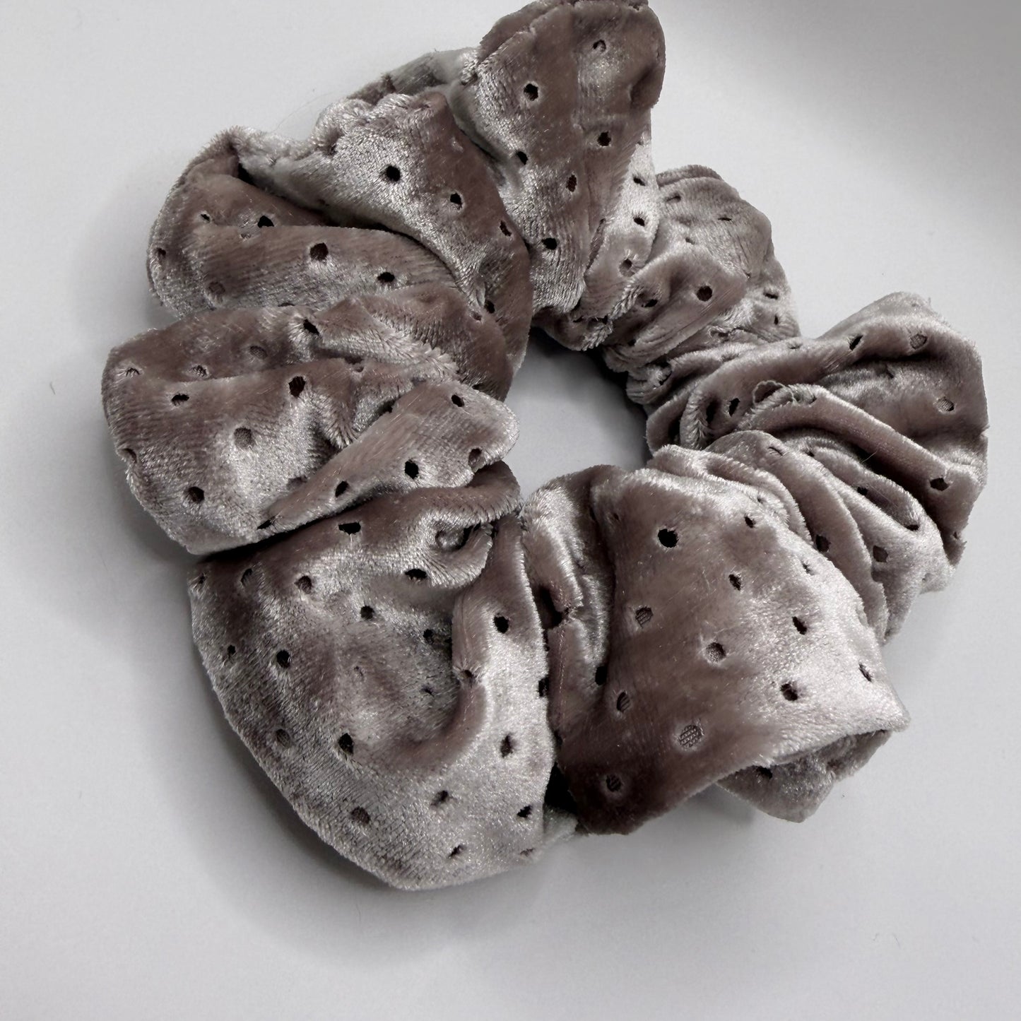 Smokey Lilac Velvet Hole Scrunchie