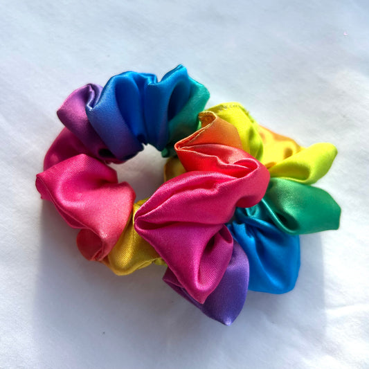 Rainbow Satin Baby Scrunchie