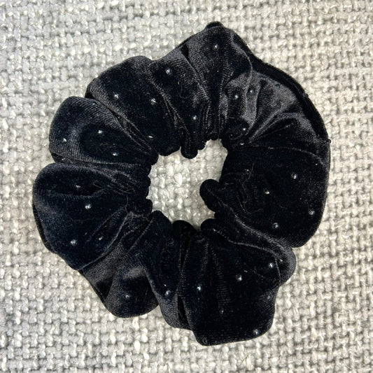 Black Studded Velvet Scrunchie