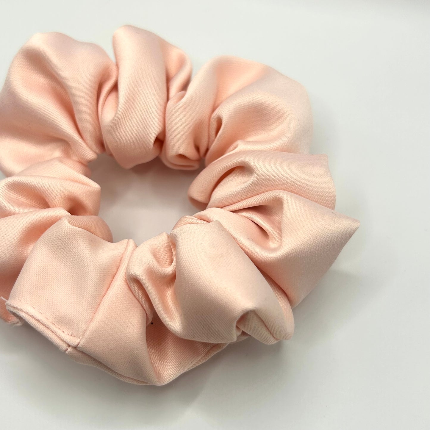 Peachy Pink Satin Scrunchie