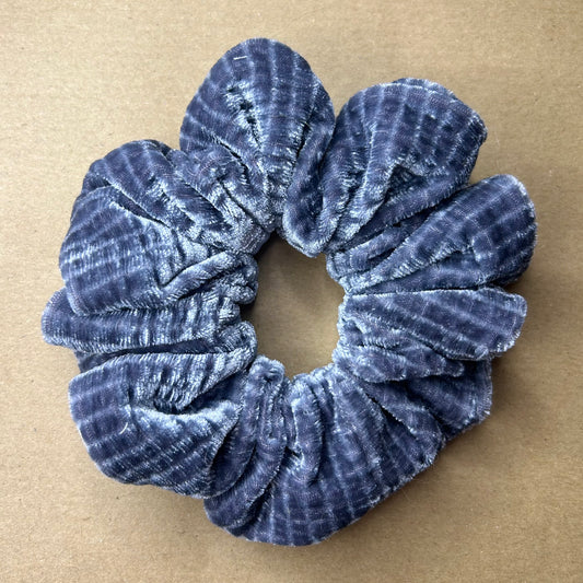 Blue/Grey Textured Velvet Scrunchie