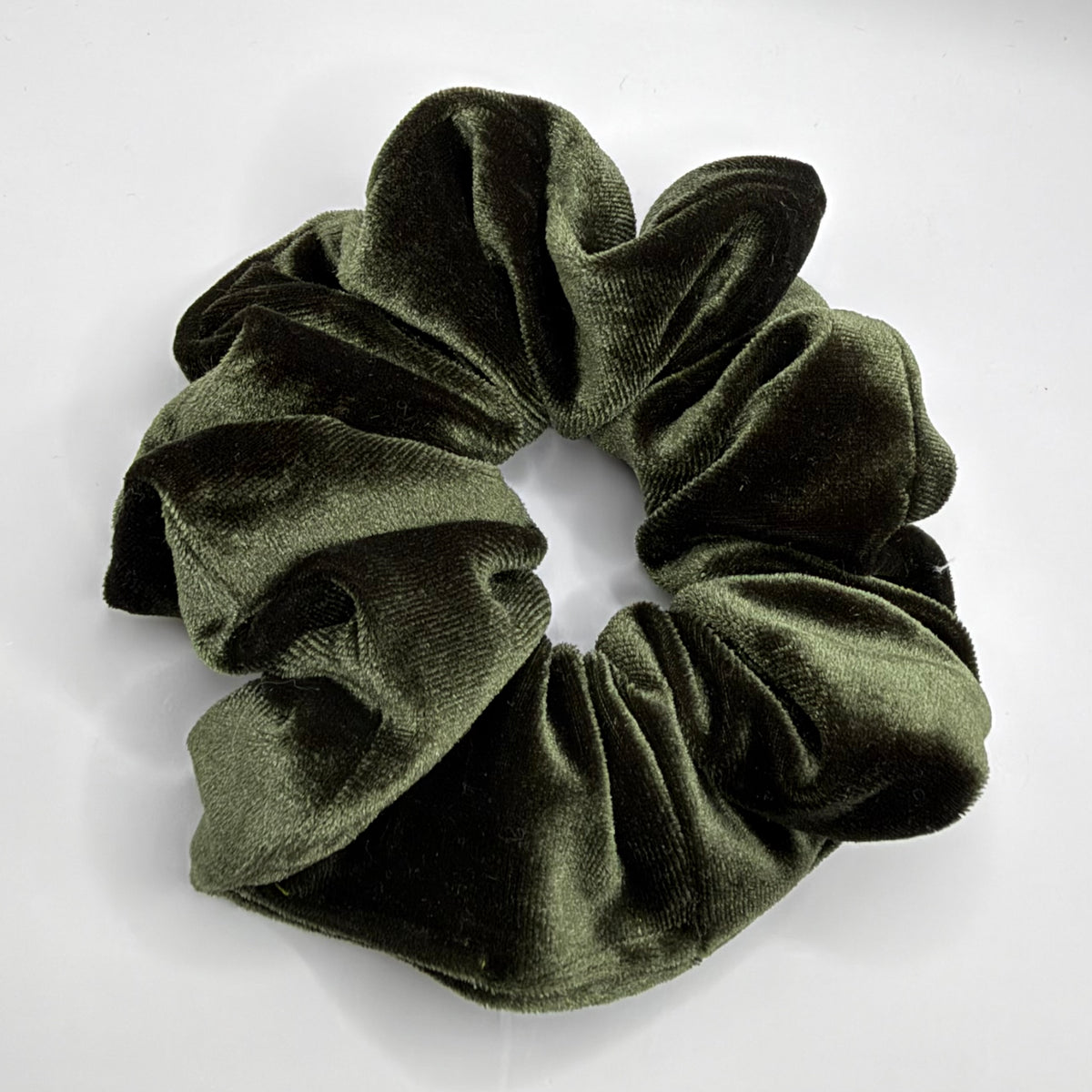 Khaki Green Velvet Scrunchie