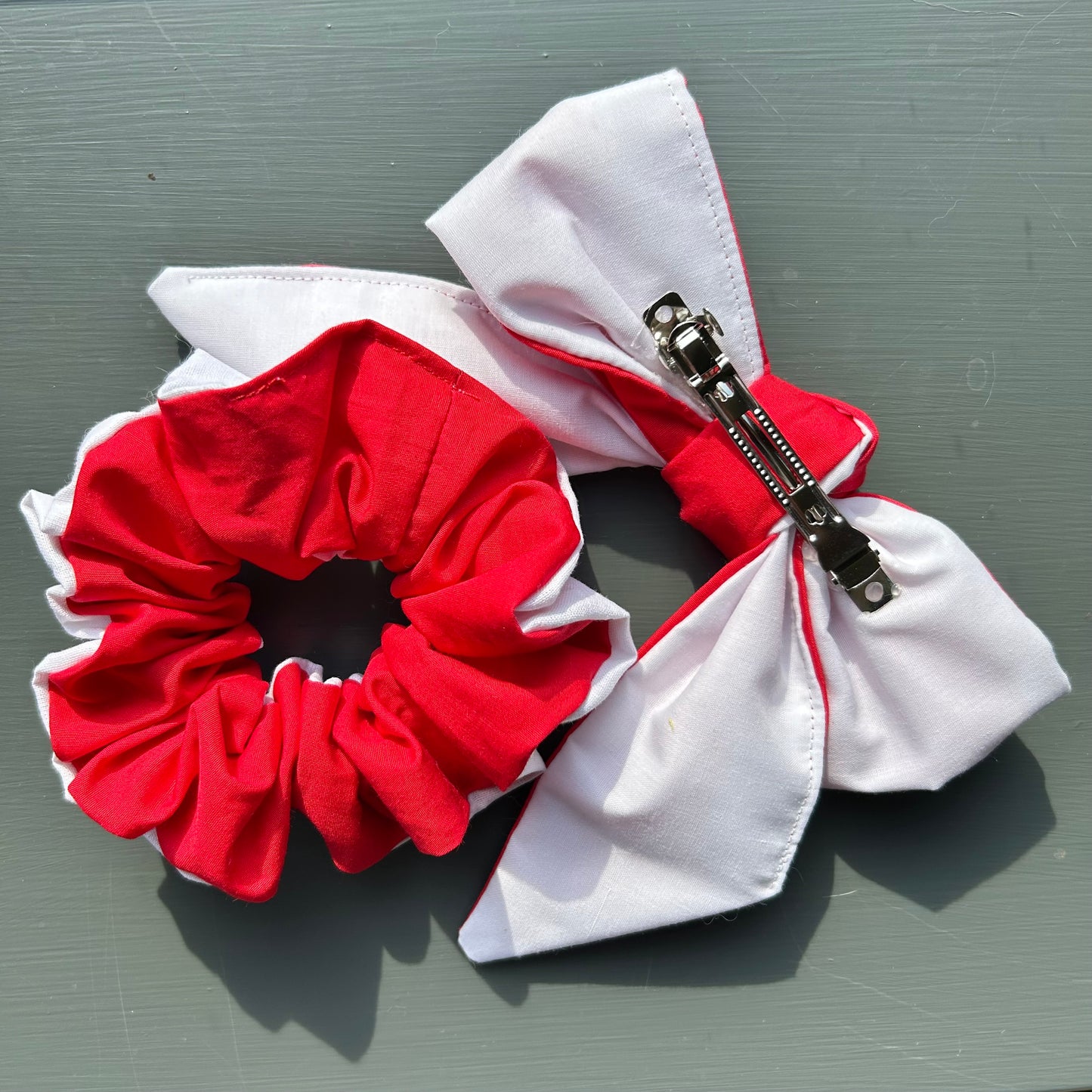 Red & White England Euro's Scrunchie