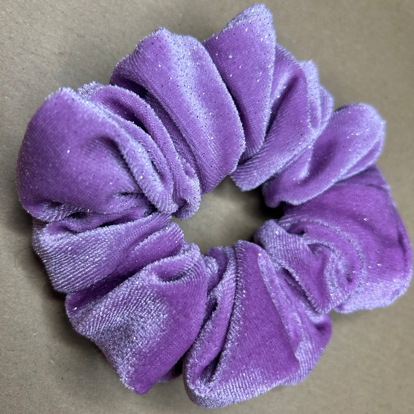 Lilac Glitter Velvet Scrunchie