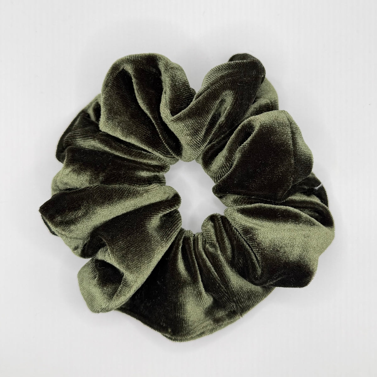Khaki Green Velvet Scrunchie