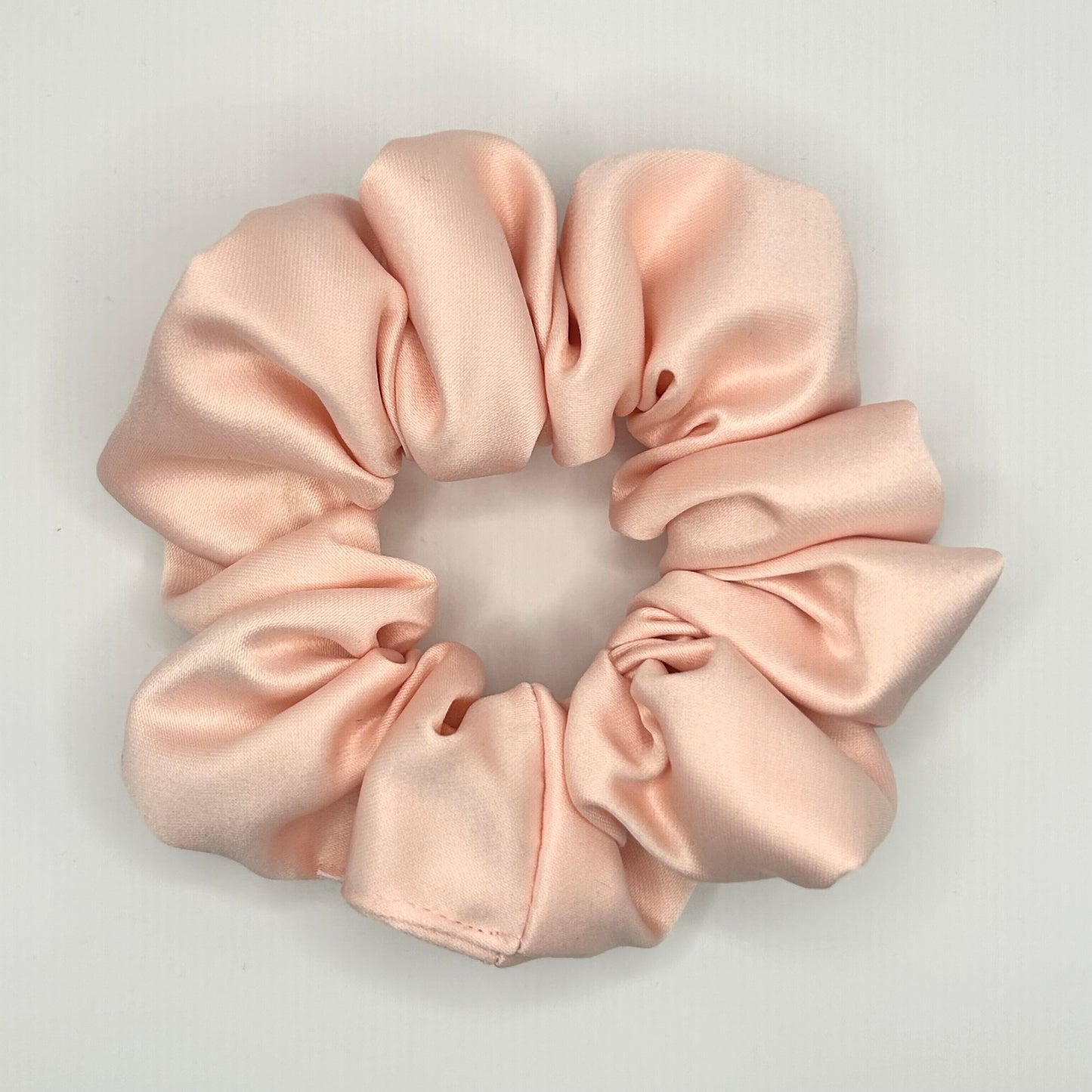 Peachy Pink Satin Scrunchie