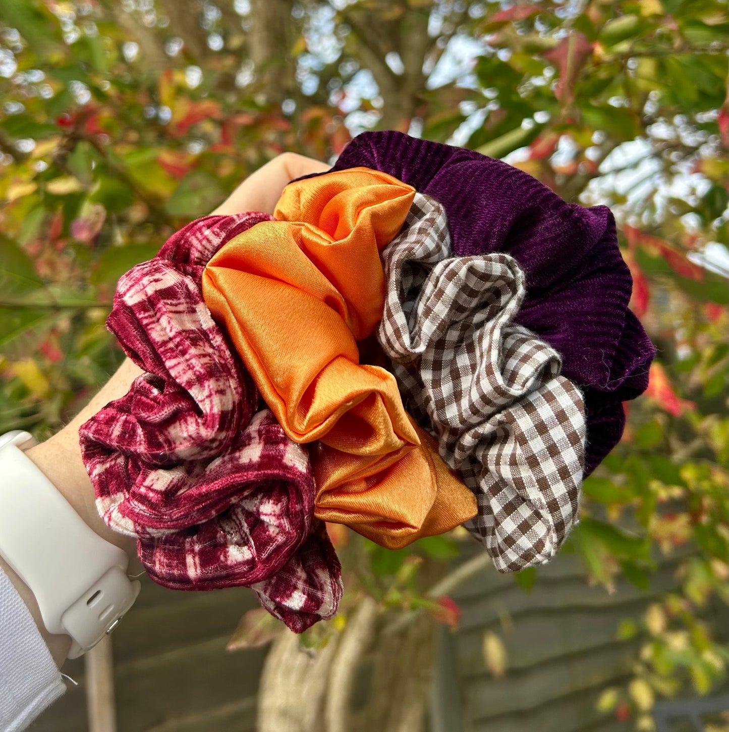 Purple Striped Velvet Scrunchie