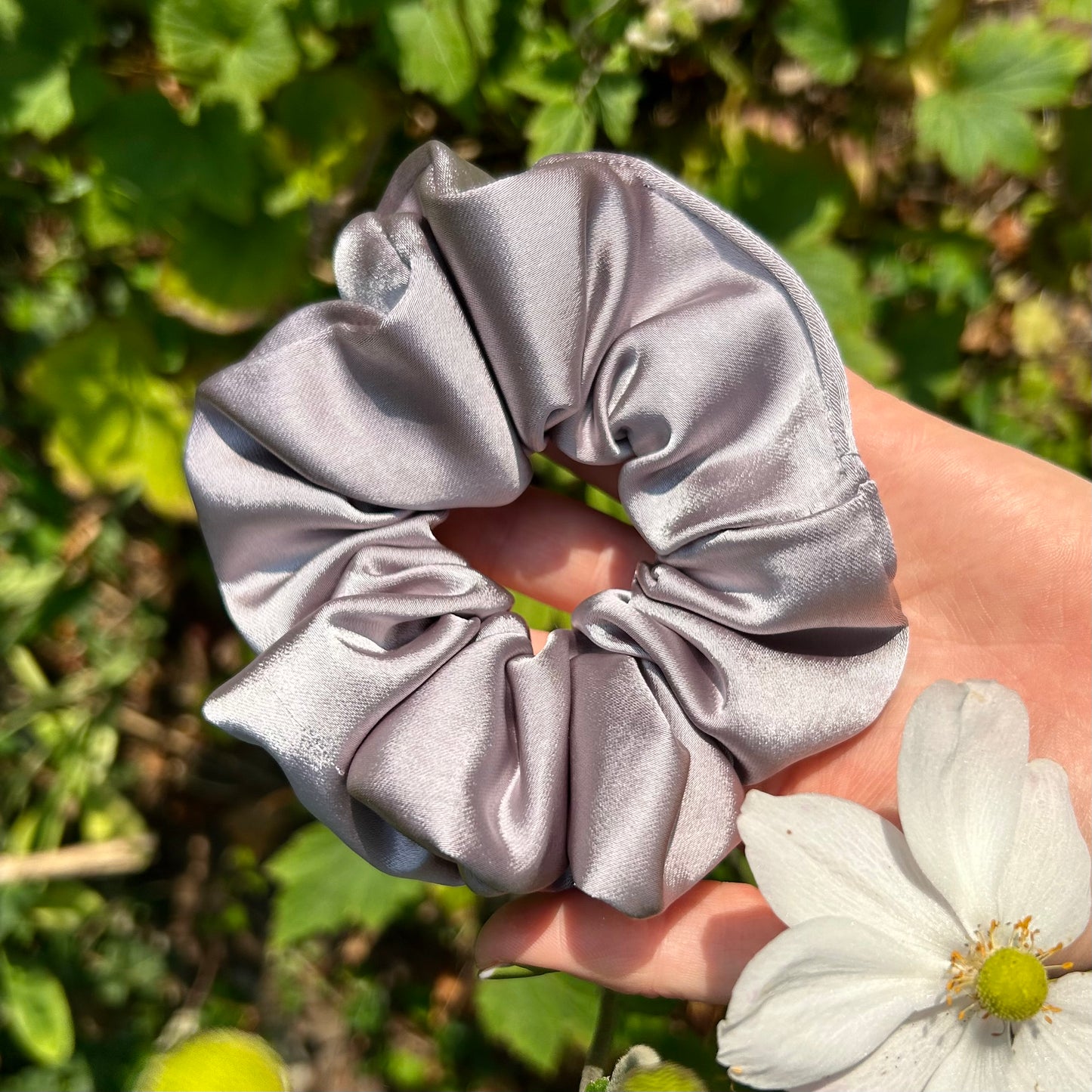 Dusky Lilac Satin Scrunchie