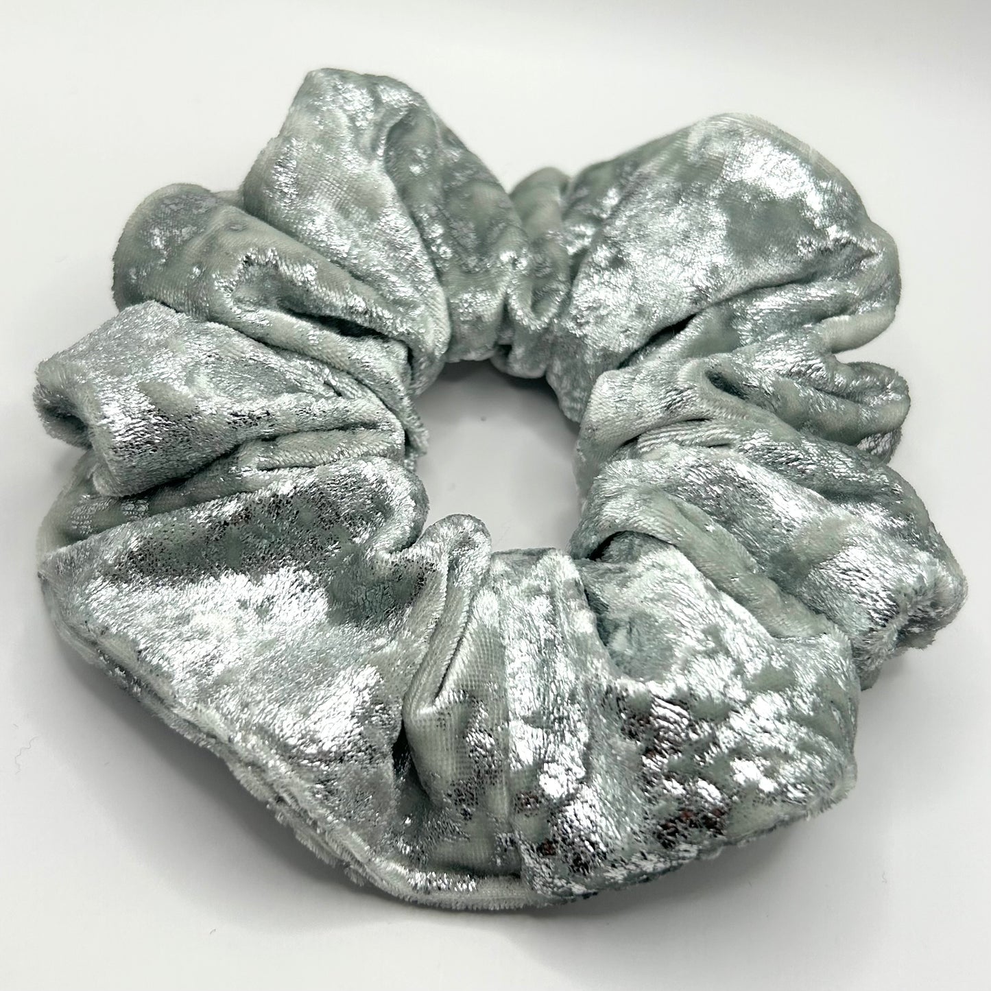 Silver Crackle Velvet Scrunchie