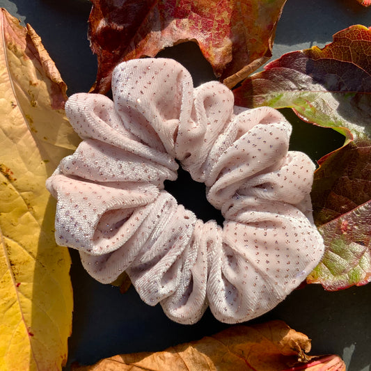 Cream Sparkle Velvet Scrunchie