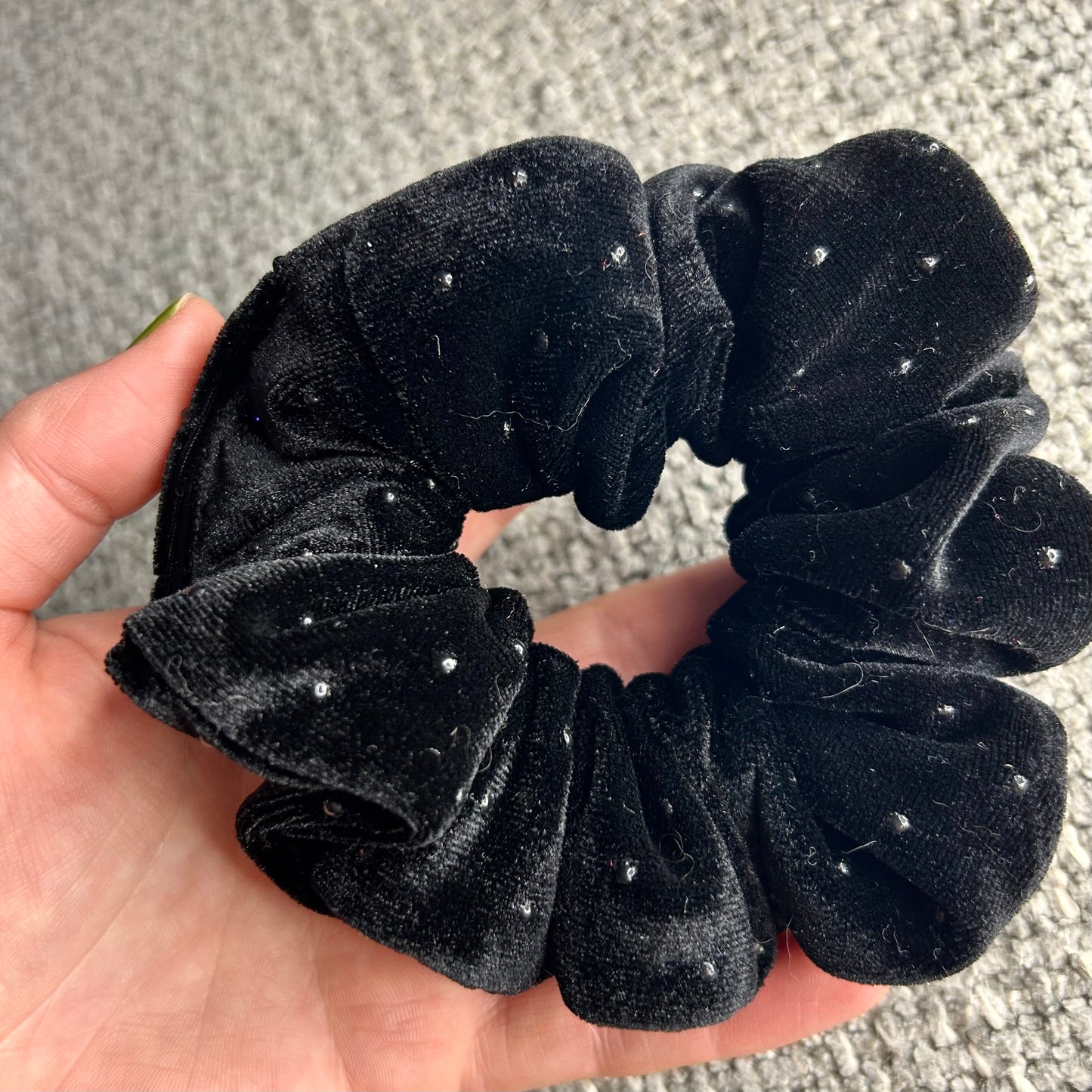 Black Studded Velvet Scrunchie