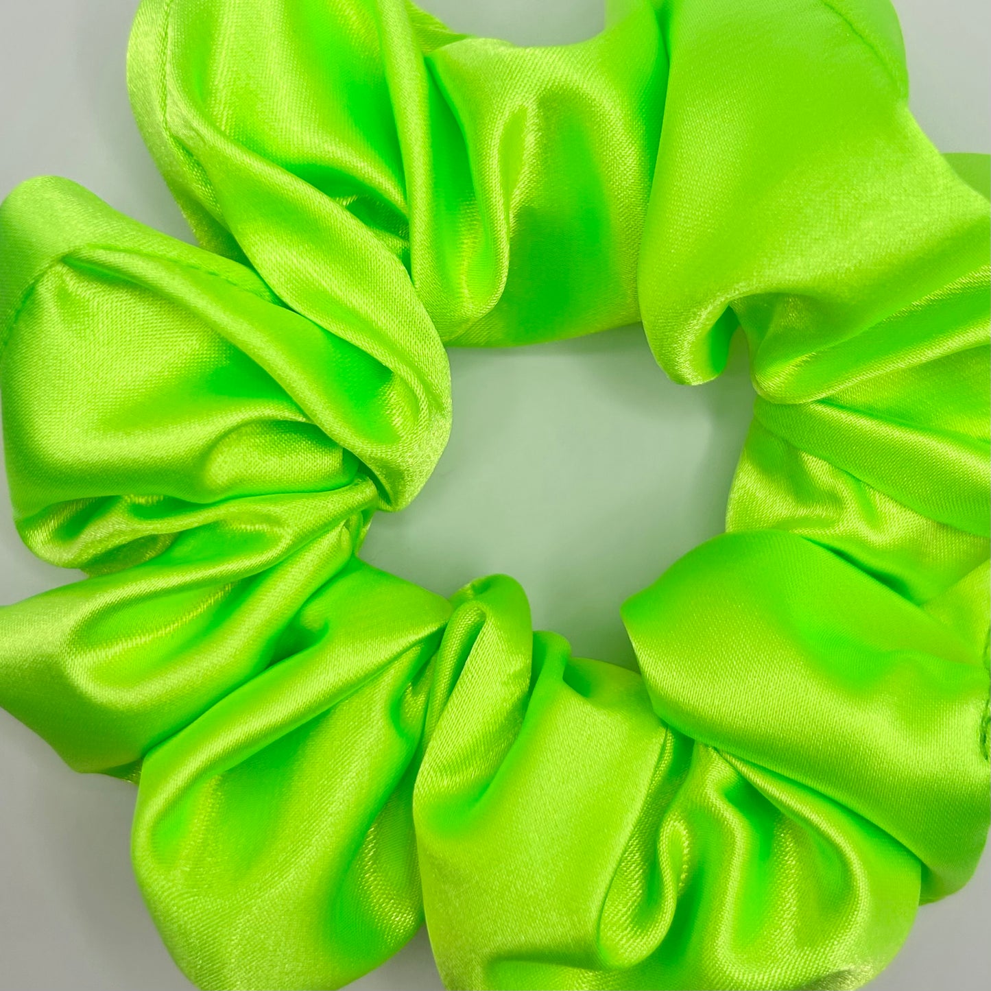 Fluorescent Green Satin Scrunchie