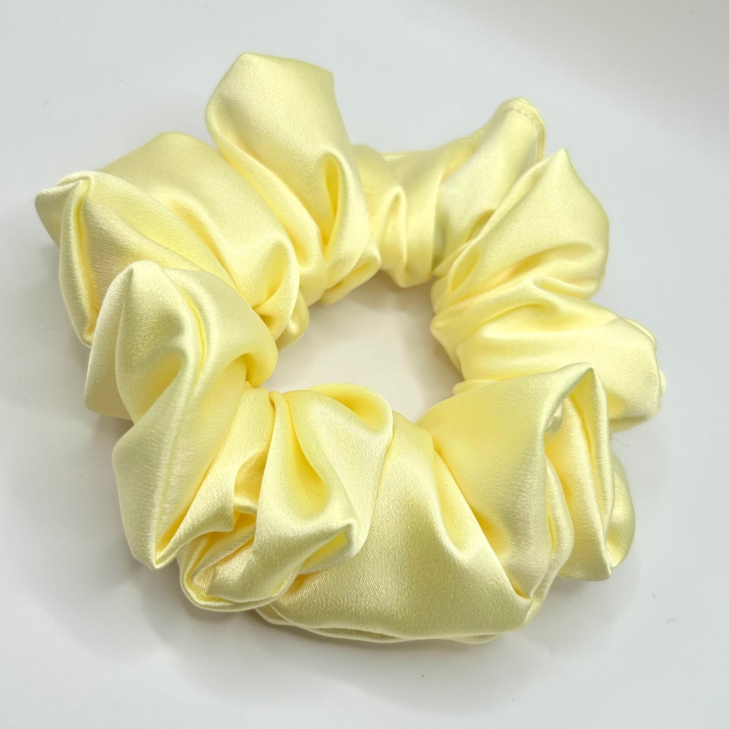 Pastel Yellow Satin Scrunchie