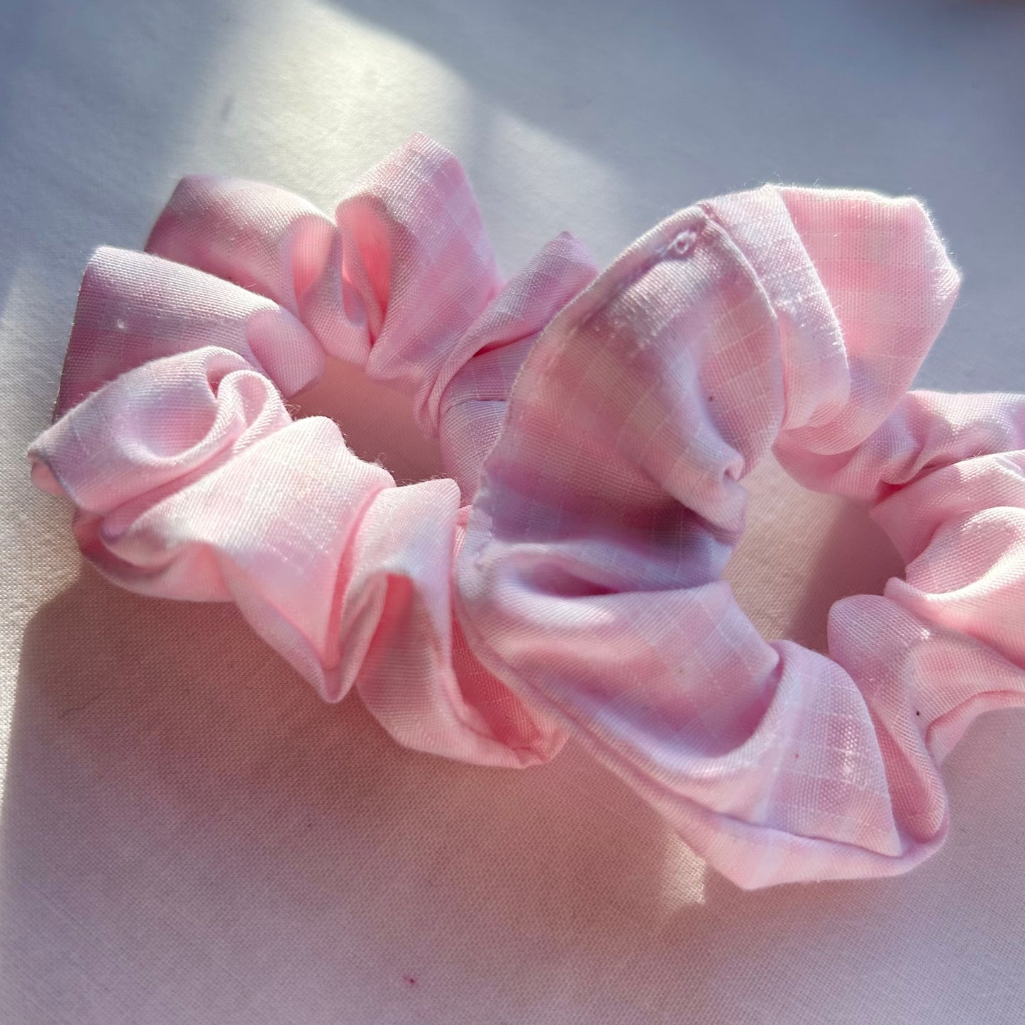 Pale Pink Gingham Baby Scrunchie