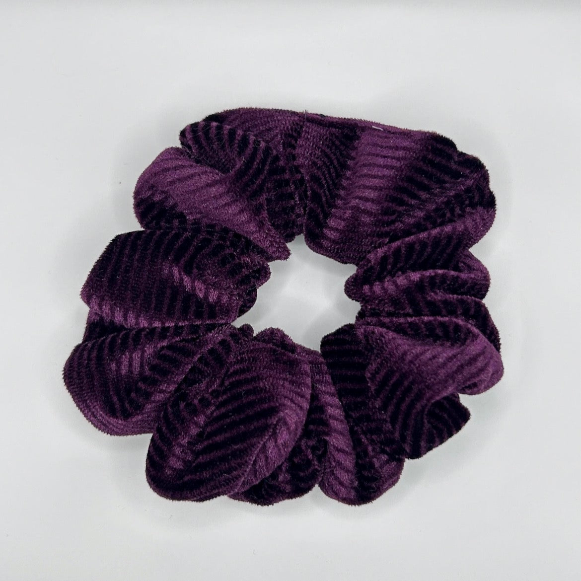 Purple Striped Velvet Scrunchie
