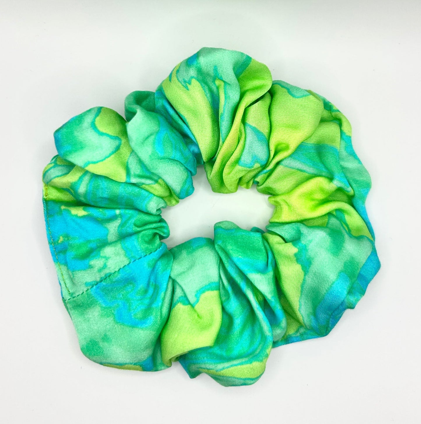 Turquoise & Green Watercolour Scrunchie
