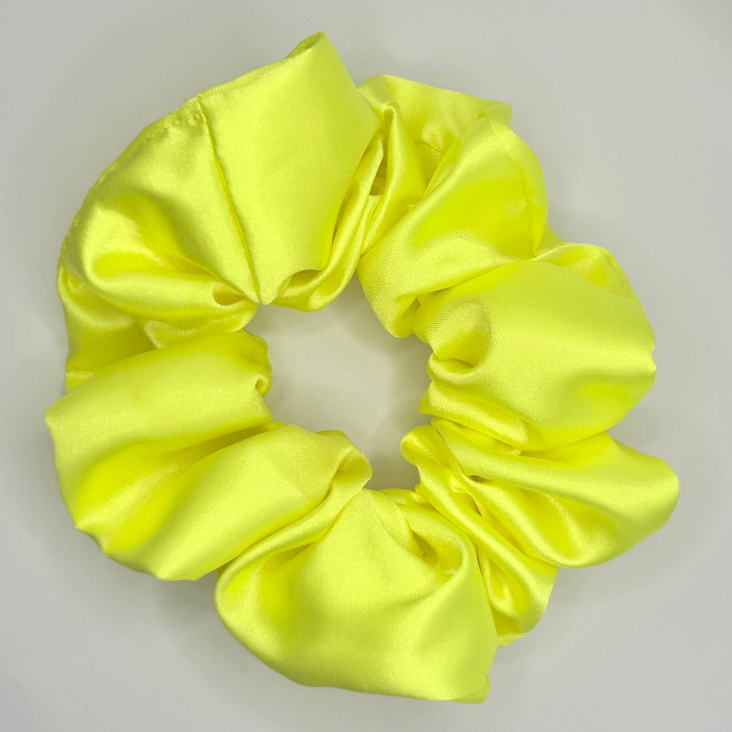 Fluorescent Yellow Satin Scrunchie
