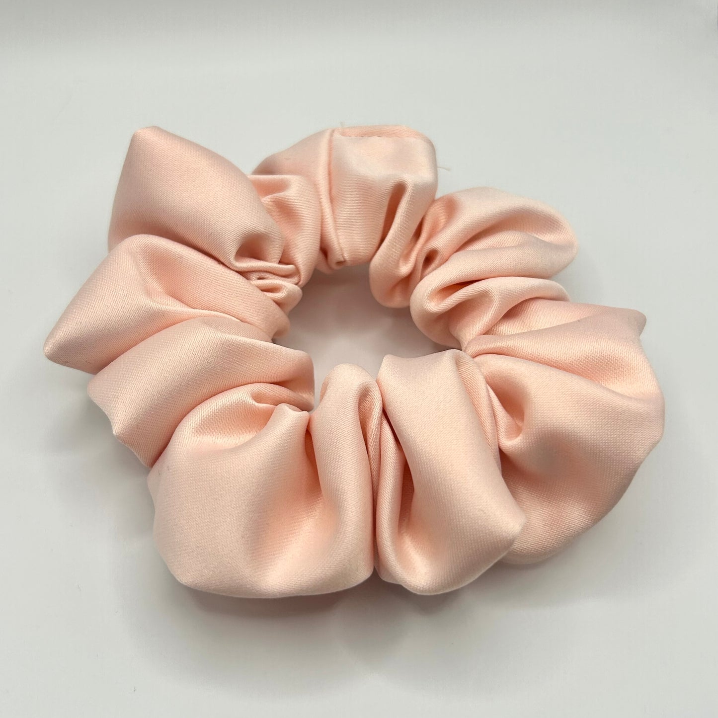 Peachy Pink Satin Scrunchie