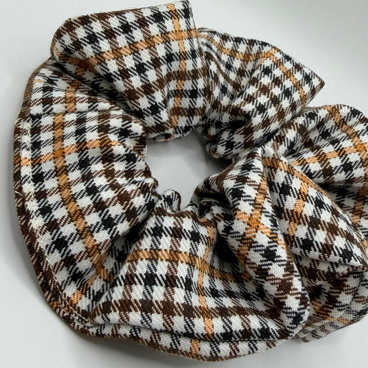 Brown Checked Scrunchie