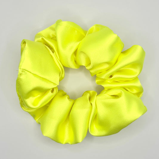 Fluorescent Yellow Satin Scrunchie