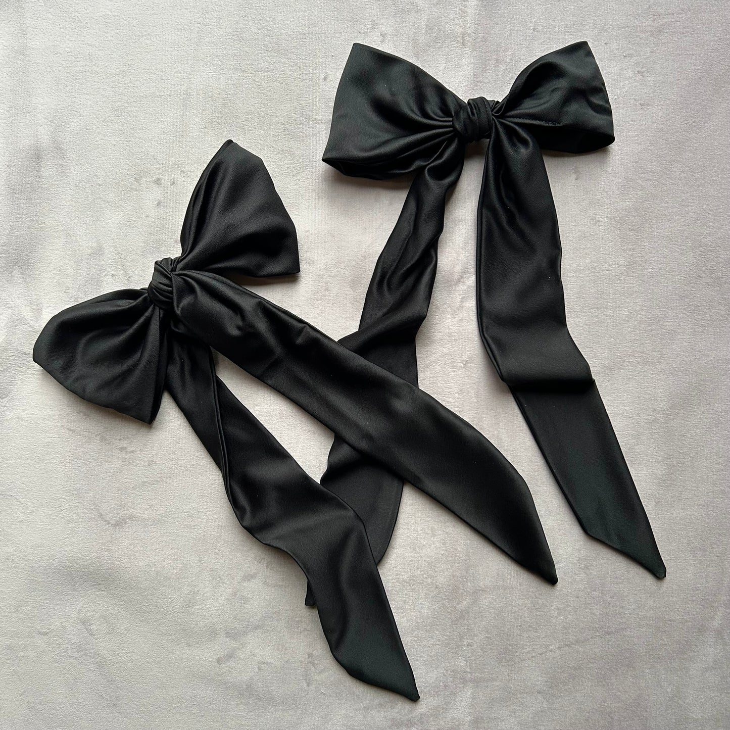 Black Large Satin Hair Bow on Silver Clip